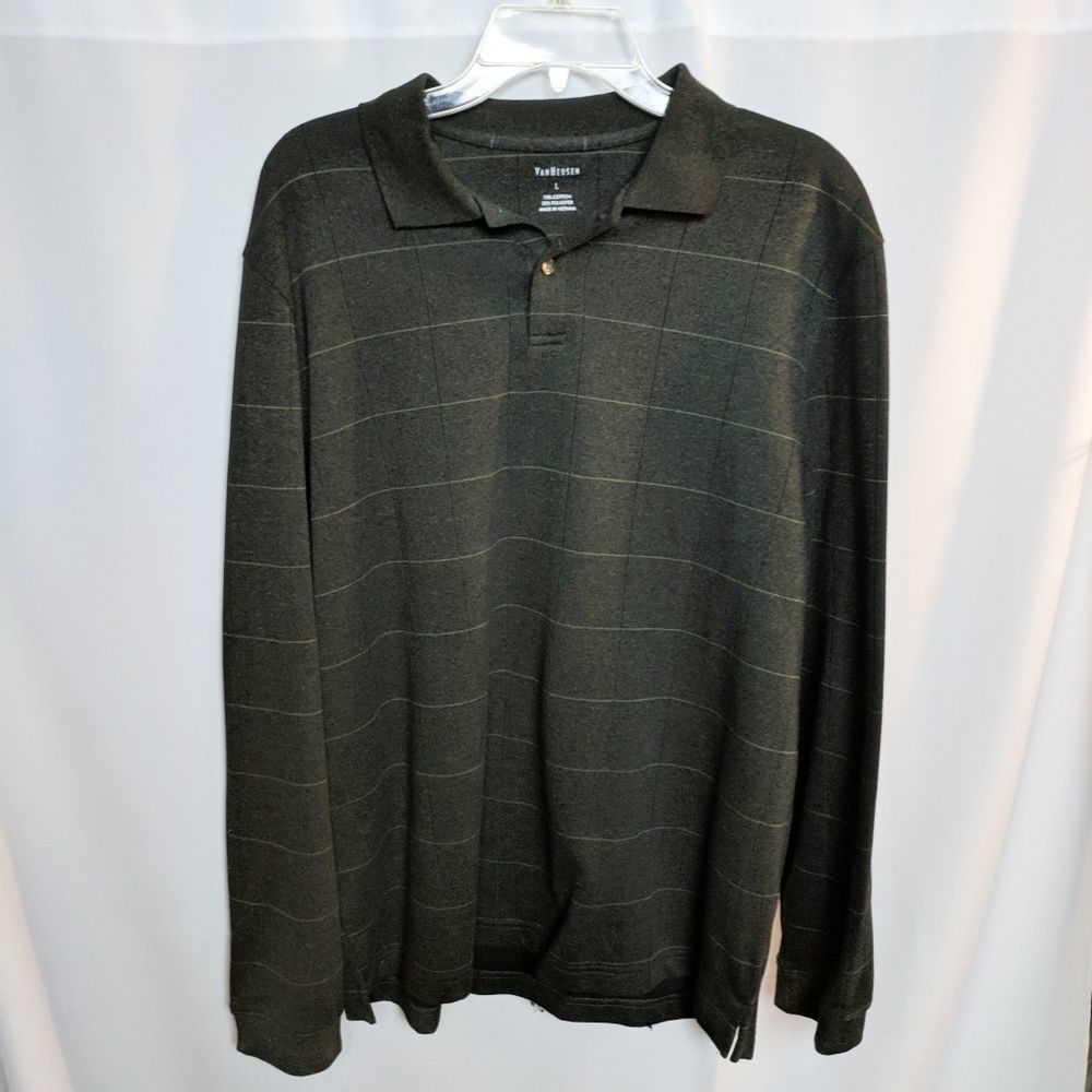 Van Heusen NWOT Green Plaid Long Sleeve Polo